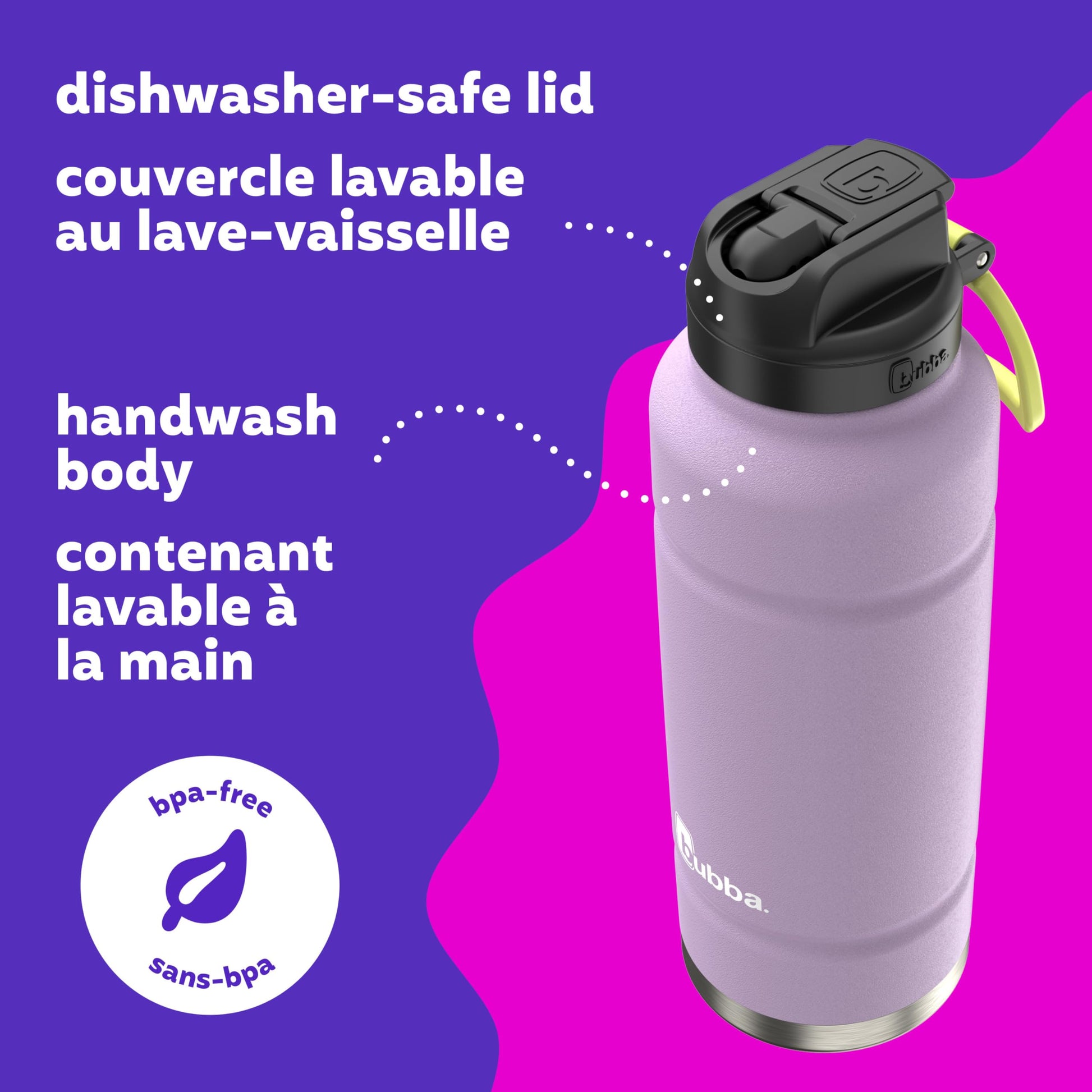 Bubba Trailblazer Stainless Steel Water Bottle with Straw Lid, Vacuum-Insulated, Lavender Frost, 40 oz (1.18 L) bubba