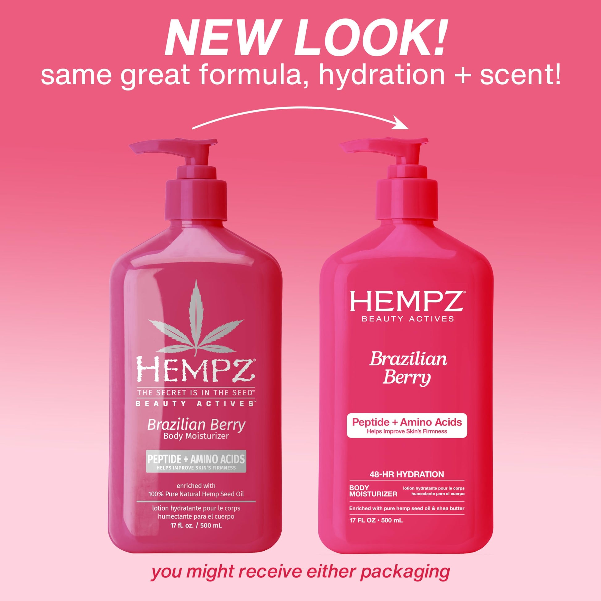 Hempz Brazilian Berry Beauty Actives Lotion, Hydrating Moisturizer for Body, Hands and Feet 17 oz. HEMPZ