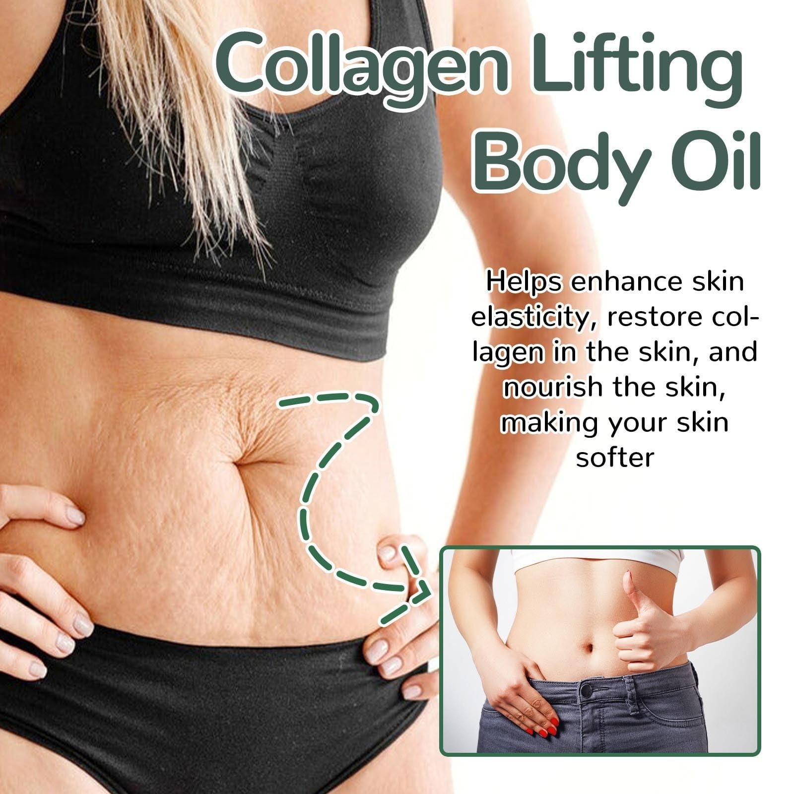 Collagen Lifting Body Oil with Vitamin E & Rosemary - Firming & Tightening Oil for Neck, Chest, Arms, Thighs - Hydrating Formula for Silky, Fresh, Luminous, and Supple Skin - 100ml (2PC) - Available at All In One Marketplace Canada