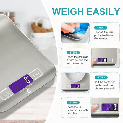 Food Scale, GPlus+ Digital Kitchen Scale, Highly Accurate 5000g/11lb x 0.1oz, Food Scale for Cooking, Baking and Weight Loss, Kitchen Scale with Backlit - Batteries Included - Available at All In One Marketplace Canada