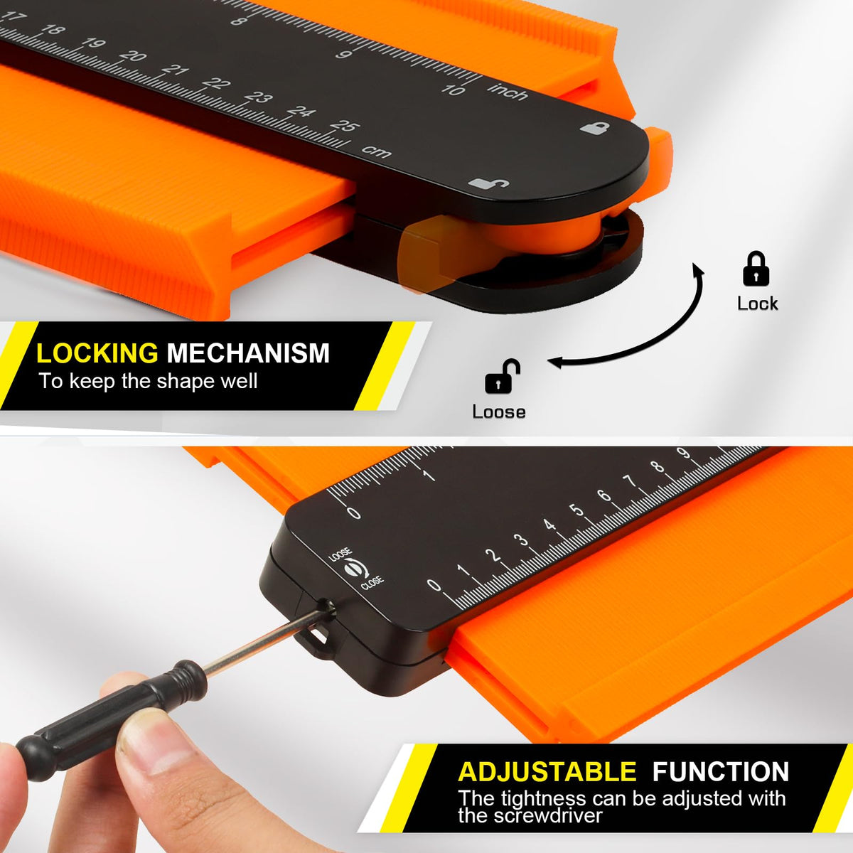 JOREST Contour Gauge Christmas Gifts Ideas (10 Inch), Stocking Stuffers for Men Dad Husband Him, Profile Outline Shape Duplicator with Lock, Template Tool for Woodworking/DIY/Flooring/Tile Laying 🍁 All In One Marketplace Canada