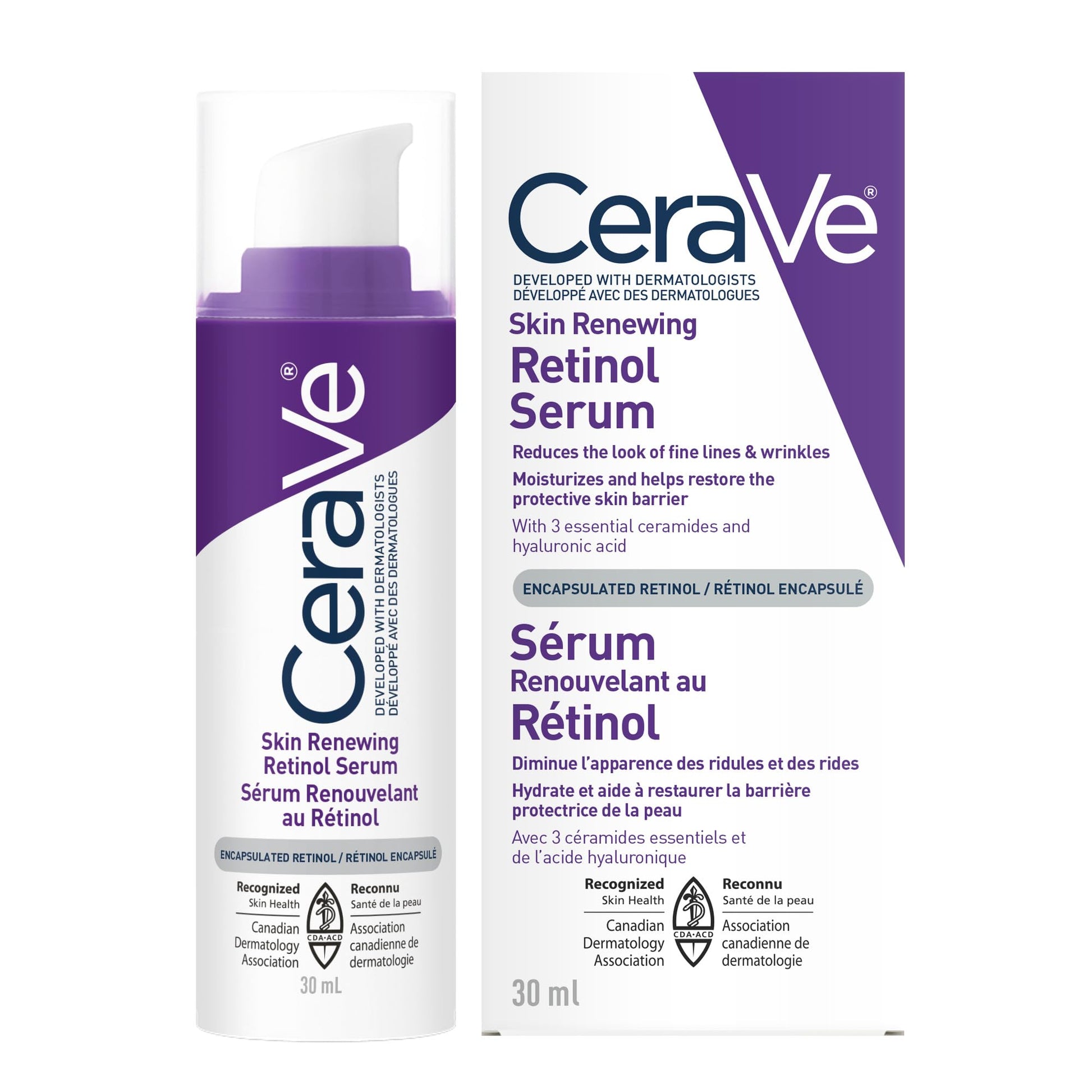 CeraVe Retinol Serum for Face, Skin Renewing Retinol & Hyaluronic Acid Serum for Men & Women. Anti Aging to Improve Appearance of Fine Lines & Wrinkles. Fragrance-Free & Non-Comedogenic. 30mL - Available at All In One Marketplace Canada