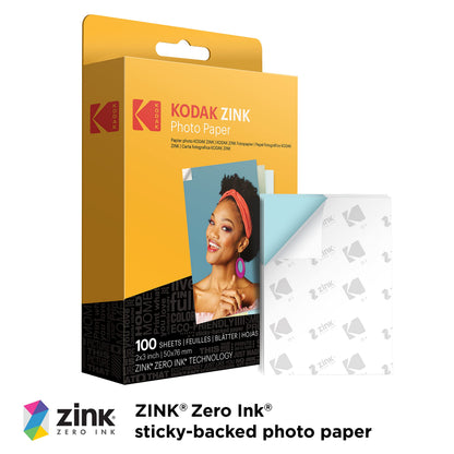 Kodak Zink Photo Paper 2x3 Inches (100 Sheets) Compatible with Kodak Step, Step Slim, Printomatic, Printomatic+, Smile+, Step Touch 🍁 All In One Marketplace Canada