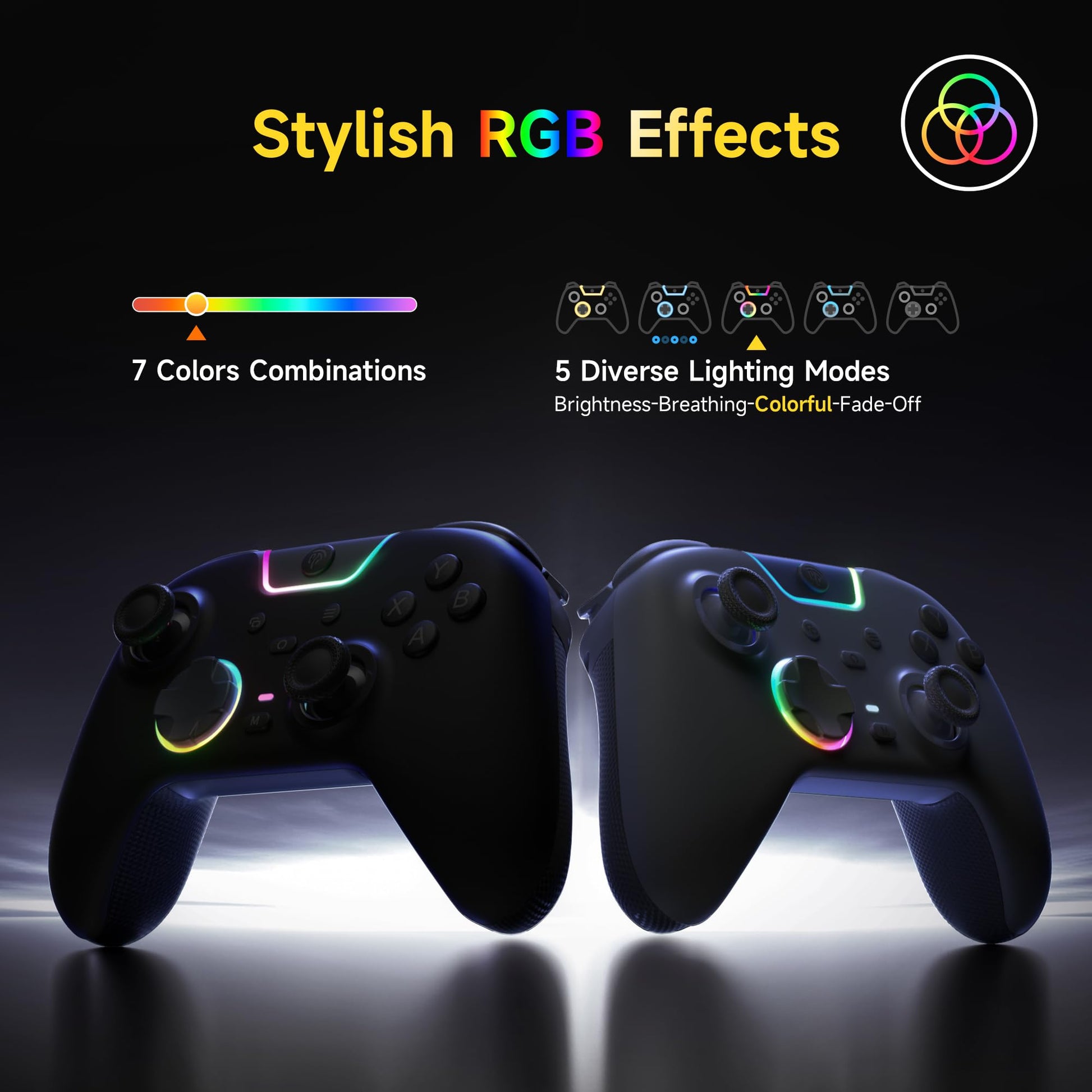 EasySMX X05 Pro Wireless PC Controller, Upgraded 2-Stage Triggers, Soft Click Buttons, Hall Joysticks, 1000Hz Polling, 8-Way D-Pad, 1000mAh Battery, Multi-Platforms Controller for PC/Switch/Android/iOS, Black