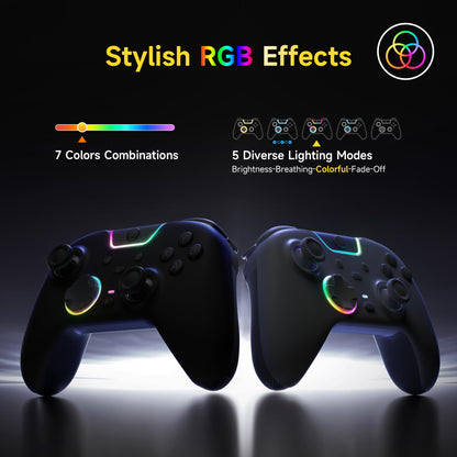 EasySMX X05 Pro Wireless PC Controller, Upgraded 2-Stage Triggers, Soft Click Buttons, Hall Joysticks, 1000Hz Polling, 8-Way D-Pad, 1000mAh Battery, Multi-Platforms Controller for PC/Switch/Android/iOS, Black