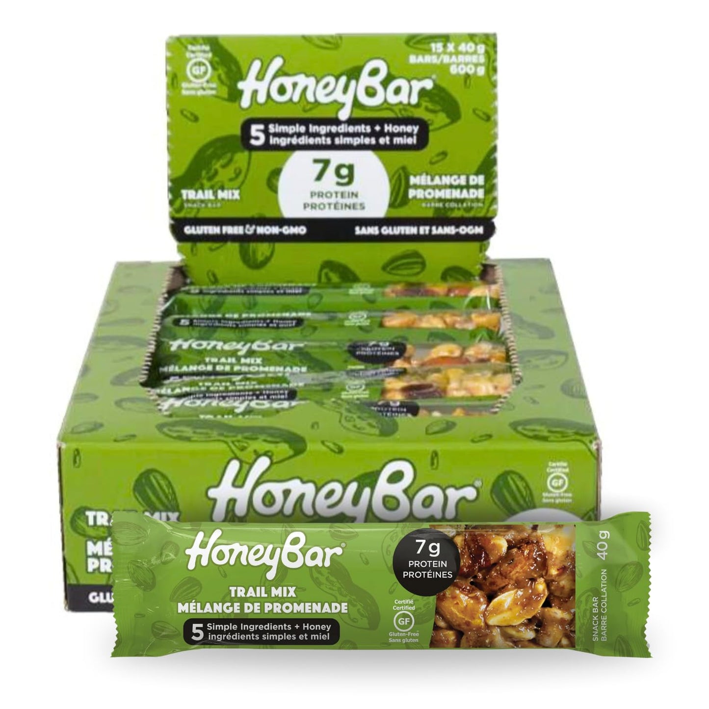 HoneyBar Snack Bars, Trail Mix, 15 x 40g bar (Case Pack) HoneyBar