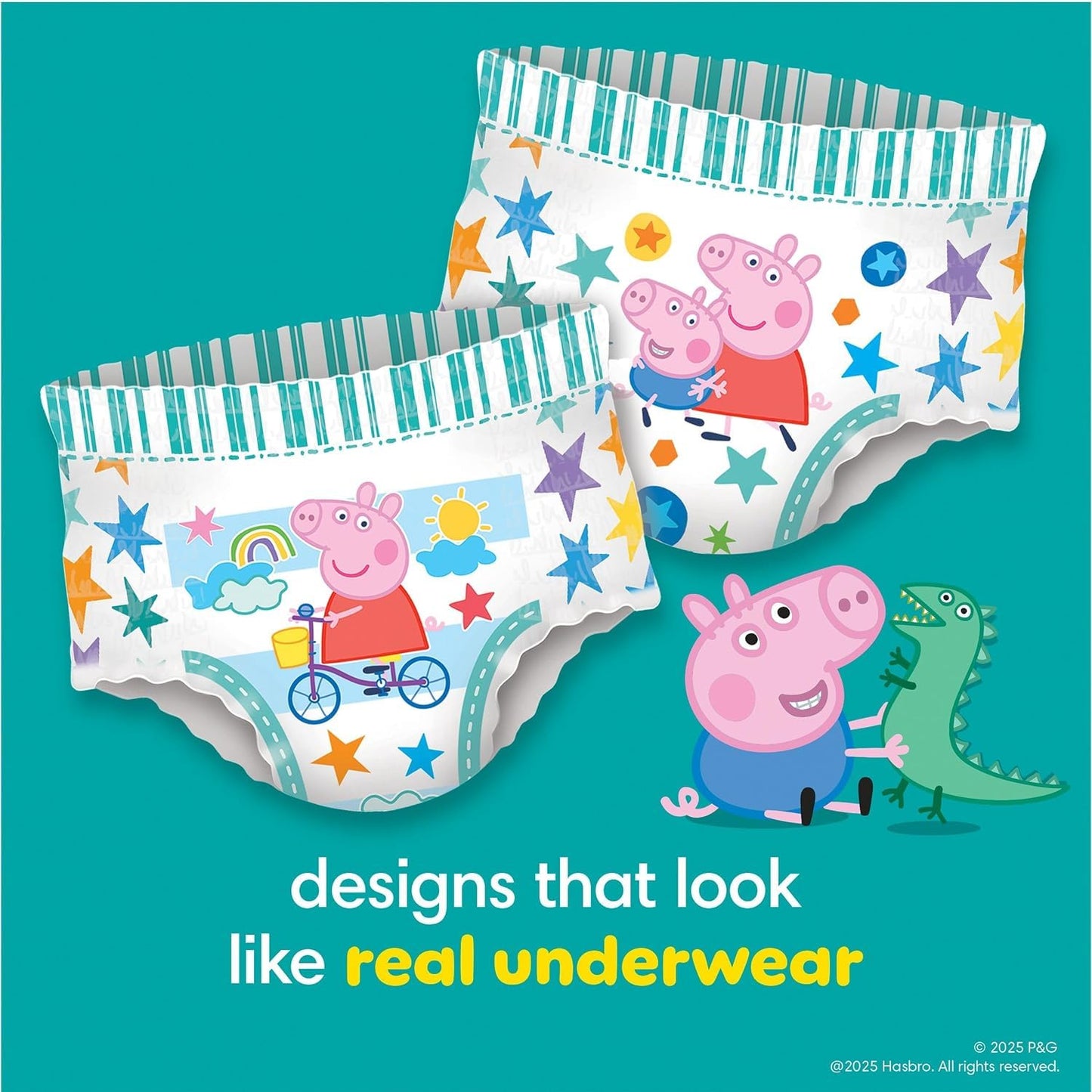 Pampers Easy Ups Girls & Boys Potty Training Pants, Size 5 (3T4T), Peppa Absorbent Training Underwear, Up to 100% Leakproof Day and Night, Hypoallergenic, 1 Pack (Count of 124) Pampers