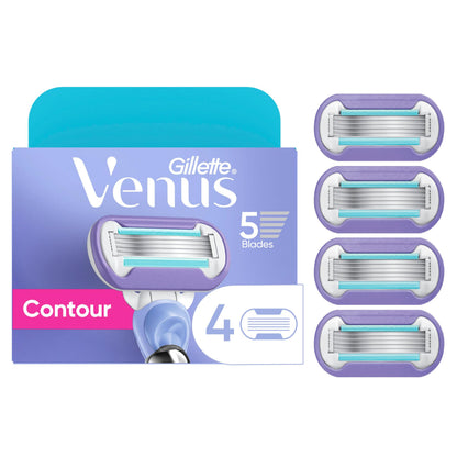 Gillette Venus Extra Smooth Contour Women’s Razor Blades, 5-Bladed Razor Refills, 1 Pack (Count of 4)