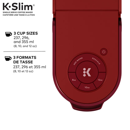 Keurig K-Slim Single Serve K-Cup Pod Coffee Maker, Featuring Simple Push Button Controls And MultiStream Technology, Scarlet Red 🍁 All In One Marketplace Canada