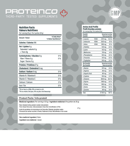 ProteinCo Pure Grass-Fed New Zealand Whey Protein Isolate Powder | 27g Protein Per Serving | 4 Lbs Unflavoured