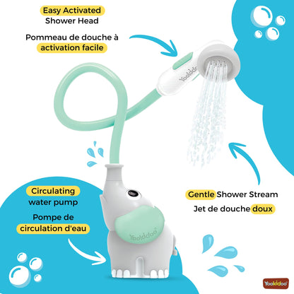 Yookidoo - Elephant Baby Bath Shower Head - Compact & Portable Baby Shower and Toy - Suitable for Newborns, Infants, and Toddlers - from Birth - Teal - 40212 - Available at All In One Marketplace Canada