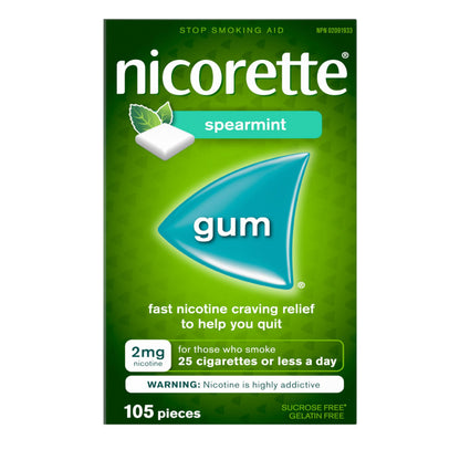 Nicorette Gum, Nicotine 2 Mg, Spearmint Flavour, Quit Smoking Aid And Smoking Cessation Aid, 105 Count