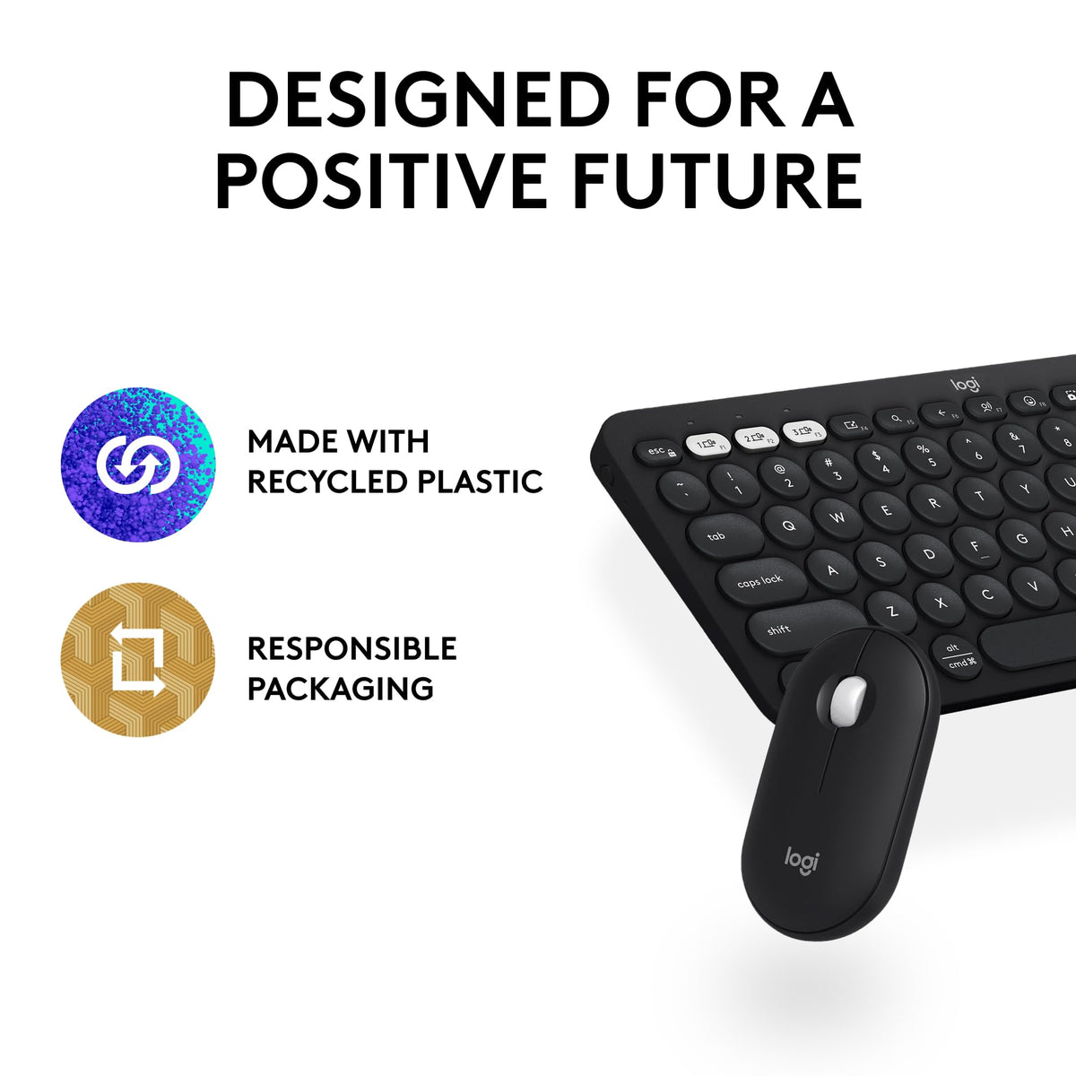 Logitech Pebble 2 Silent Compact Wireless Keyboard and Mouse Combo - Black