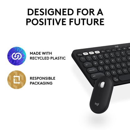 Logitech Pebble 2 Silent Compact Wireless Keyboard and Mouse Combo - Black