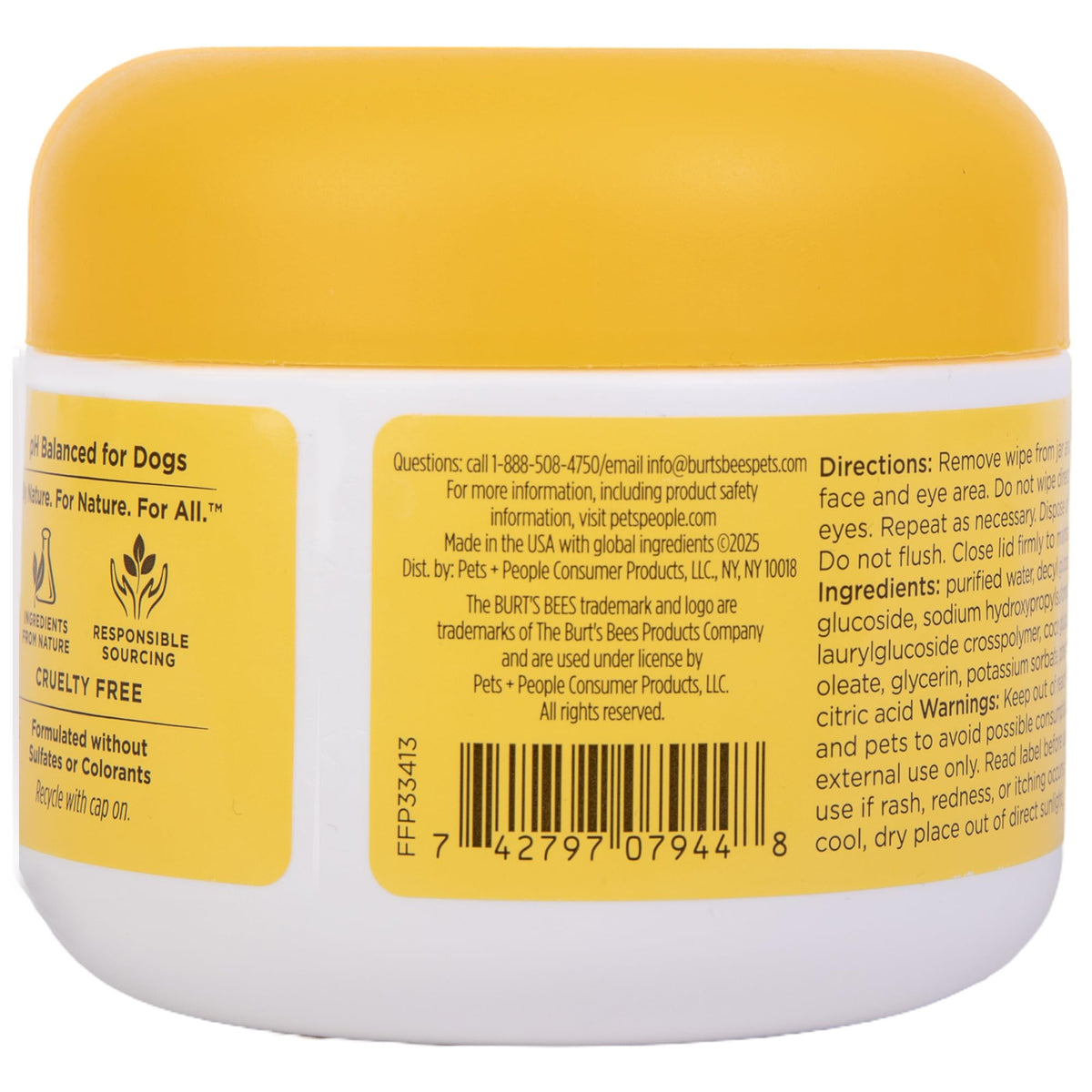 Burts Bees for Pets Eye and Ear Cleansing Wipes, Fragrance-Free, 100 Count
