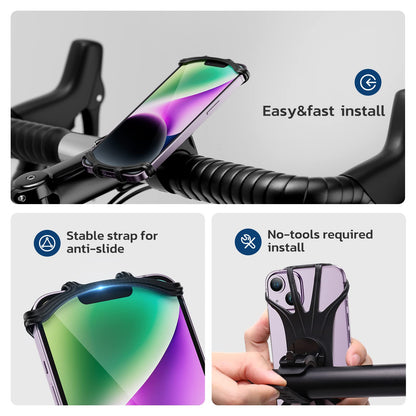 VUP Bike Phone Mount, Universal Bike Cell Phone Holder, 360° Rotatable, Silicone Bicycle Phone Mount Compatible with iPhone 17/16/15/14/13/Pro Max/Pro/mini, 4.0''~6.7'' Cellphones