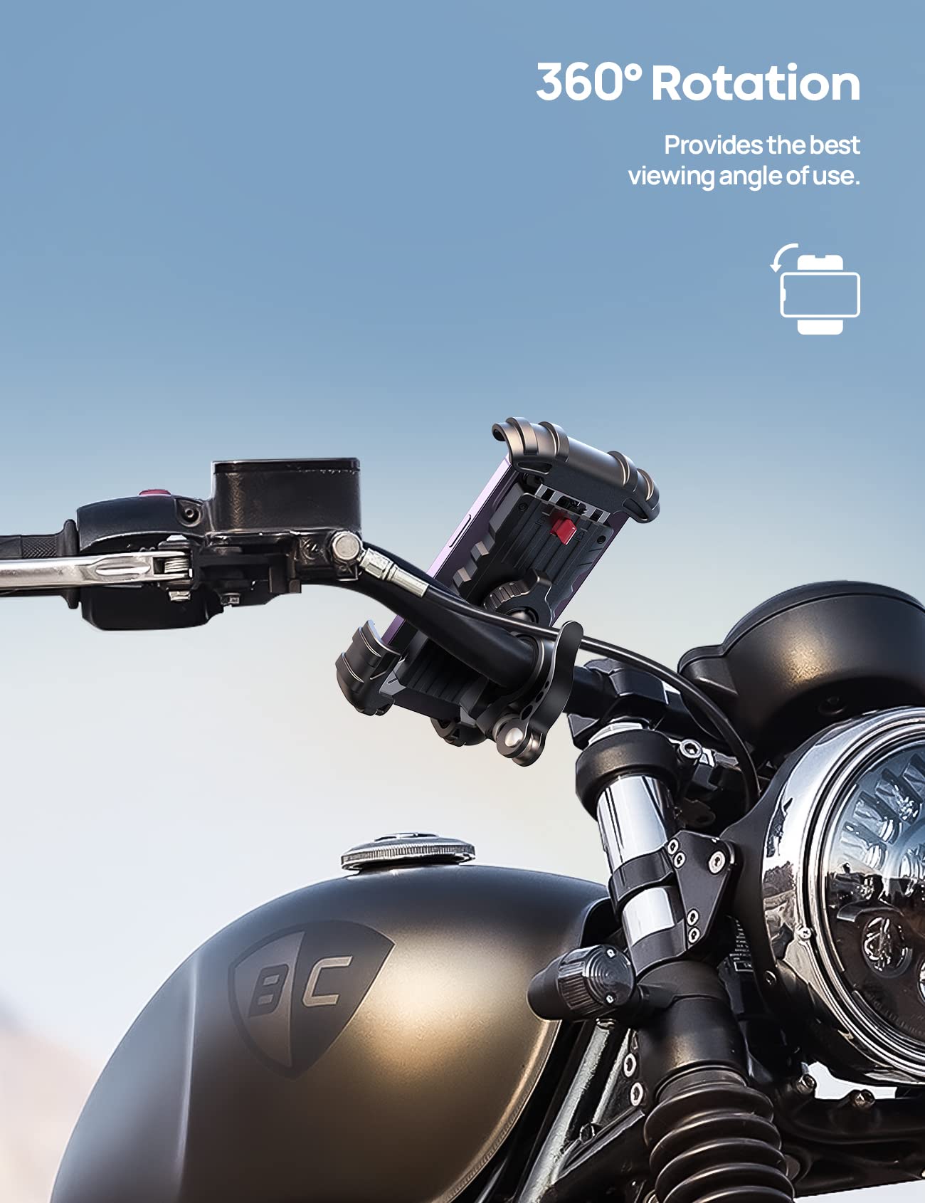 Lamicall Bike Phone Mount, Motorcycle Phone Holder - Motorcycle Bicycle Cell Phone Mount Clamp for Handlebar, Cycling Mount for iPhone 17 Pro Air, 16 Pro 15 Pro Max S25 S26+, 4.7-6.8" Smartphone