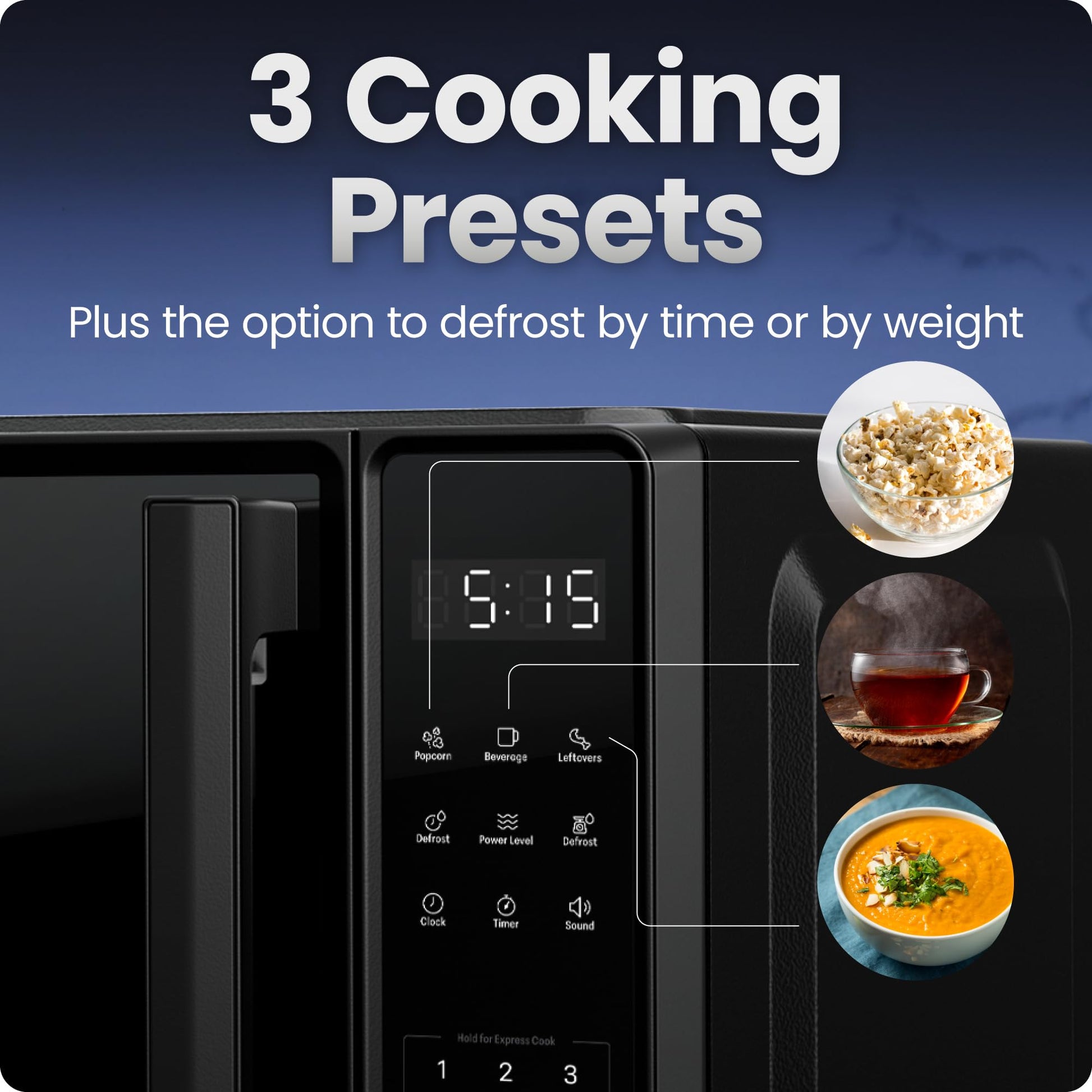 Chefman Countertop Microwave Oven 0.7 Cu. Ft., 700 Watts with 10 Power Levels, 6 Cooking Presets with One-Touch Express Cook, Eco Mode, Child Safety Lock, & Mute Button - Black - Available at All In One Marketplace Canada