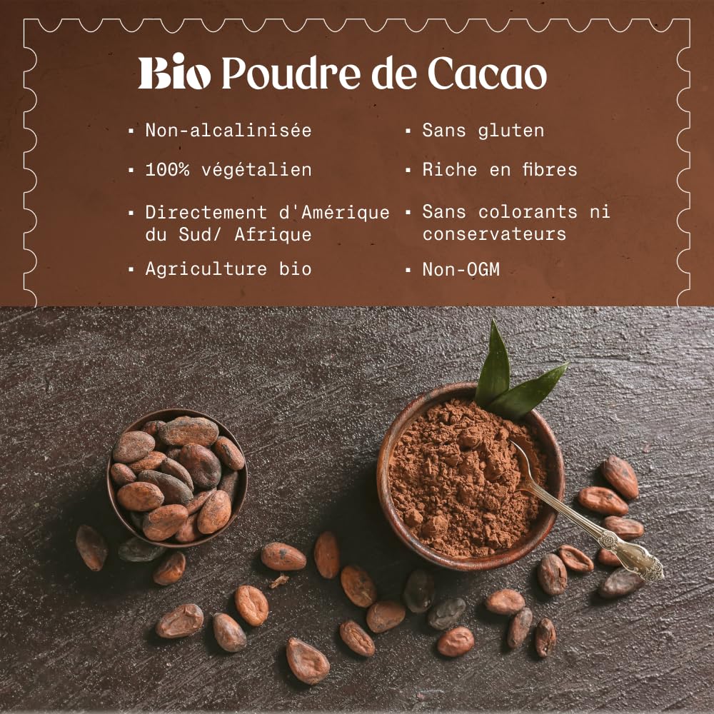 NaturaleBio Organic Cacao Powder 1kg – Raw, Unsweetened & Pure