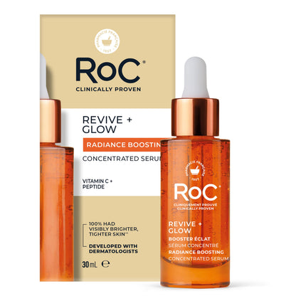 RoC Multi Correxion® Revive + Glow 10% Active Vitamin C Serum for Face, Daily Anti-Aging Wrinkle and Skin Tone Skin Care Treatment, Brightening Serum for Dark Spots, 30ML, Clear RoC