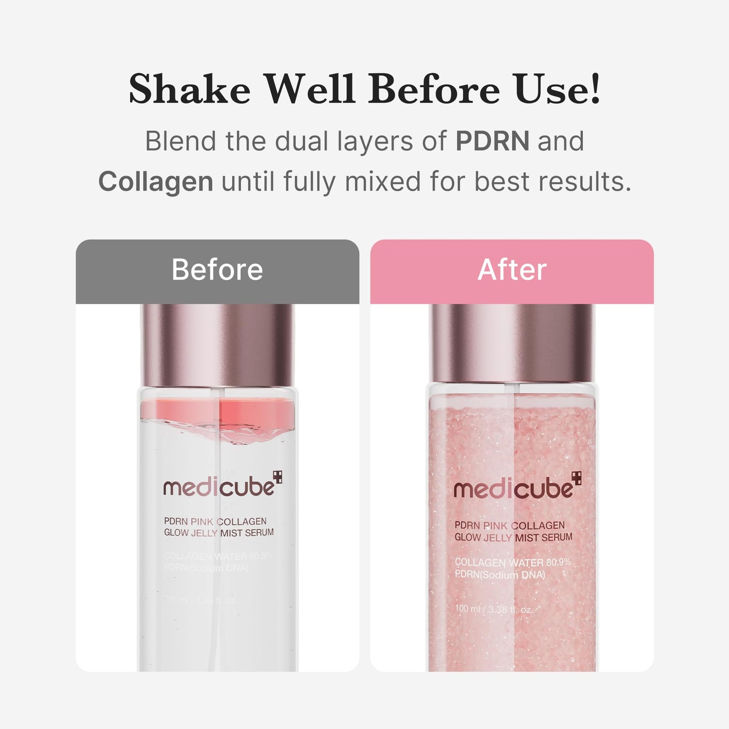 medicube Pink PDRN Collagen Glow Jelly Mist Serum | Dual-Texture Mist Serum with Niacinamide, Glutathione, Ceramide & Hyaluronic Acid | Lightweight for Deep Hydration, Radiance & Plump-Looking Skin - Available at All In One Marketplace Canada