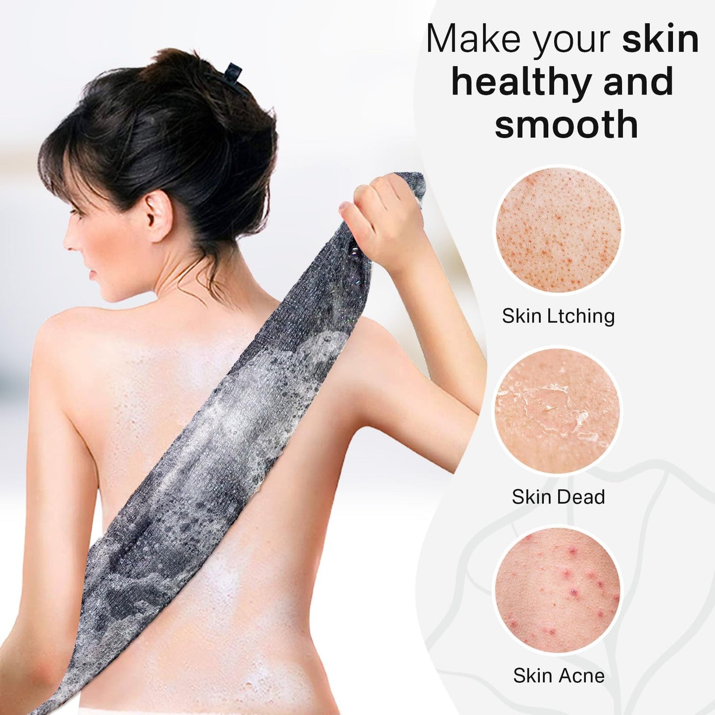 Yiclick Exfoliating Washcloth Towel, Exfoliating Body Scrubber, Back Scrubber Washer for Shower Bath, African Net Sponge Loofah Body Scrub Exfoliator, Exfoliating Cloth Brush Gloves for Women (Grey) - Available at All In One Marketplace Canada