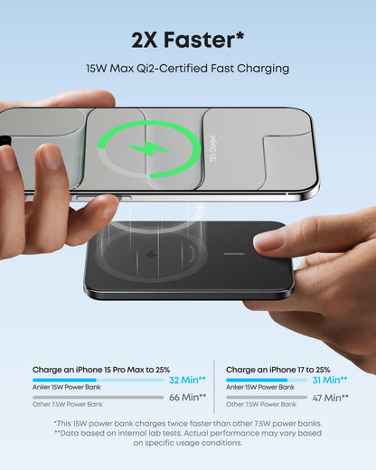 Anker Nano Power Bank, Ultra-Slim 5,000mAh Magnetic Battery Pack, Qi2 Certified 15W Max Ultra-Fast MagSafe-Compatible Portable Charger, Ergonomic Design, for iPhone Air/17/16/15 Series (Not for Pixel) - Available at All In One Marketplace Canada