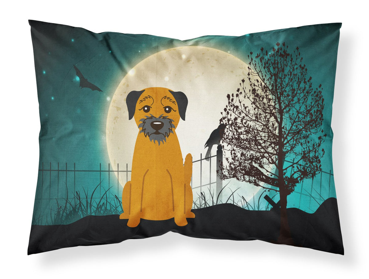 Caroline's Treasures BB2229PILLOWCASE Halloween Scary Border Terrier Fabric Standard Pillowcase Lightweight Super Soft Easy Care Decorative Artwork Pillowcase, Standard