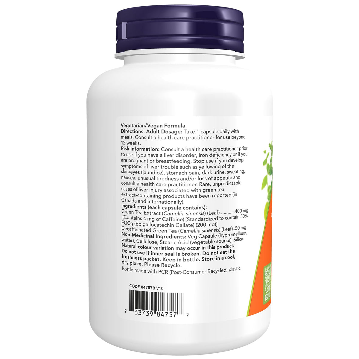 NOW Supplements EGCg GreenTea Ext 400mg (EGCg 200mg) Capsules, 180 Count