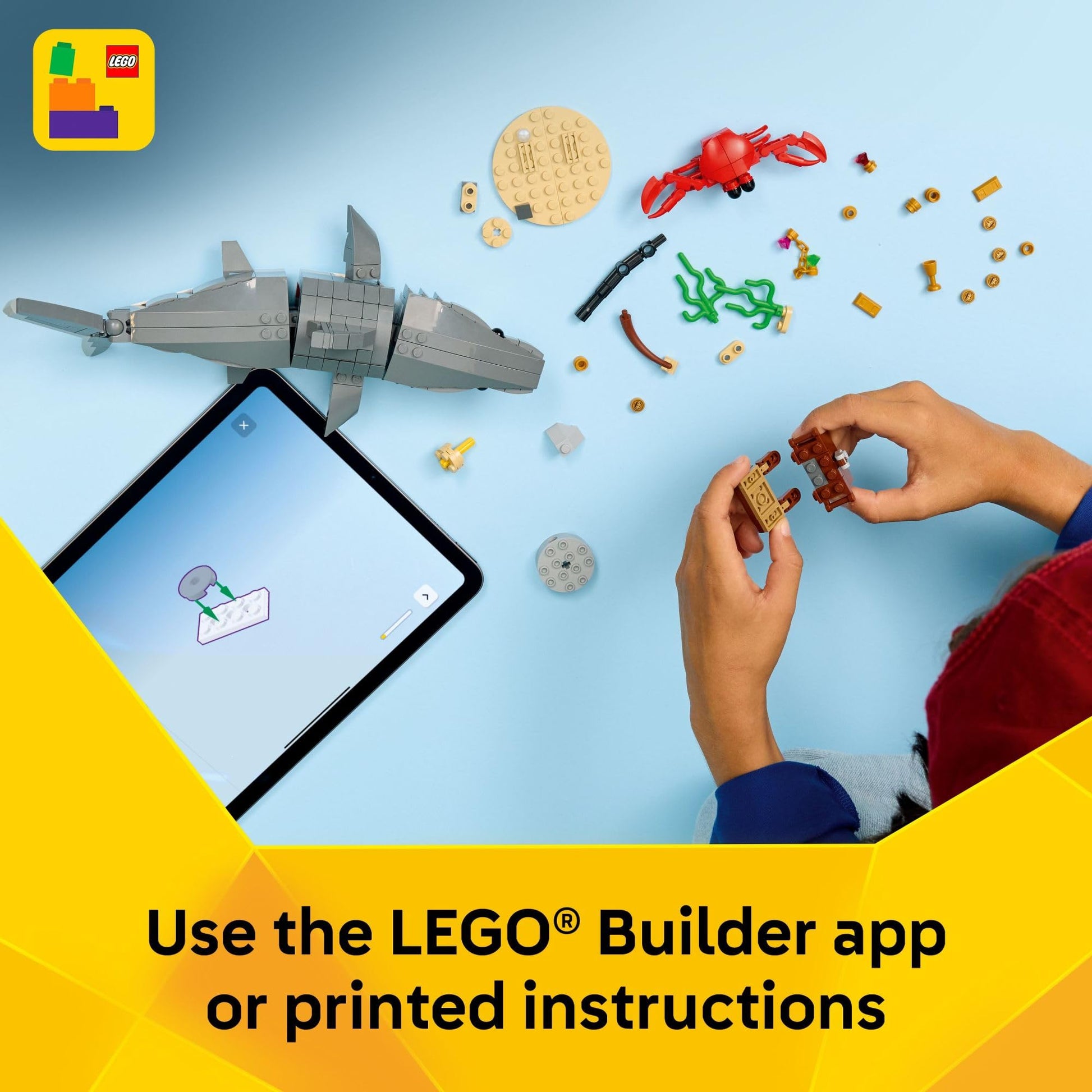 LEGO Creator Fierce Shark with a Treasure Chest Building Toy for Boys & Girls - Kids Build a Shark, Fish, or Manta Ray Animal Figure - Bedroom or Shelf Decor for Ages 8+ - 31381 LEGO