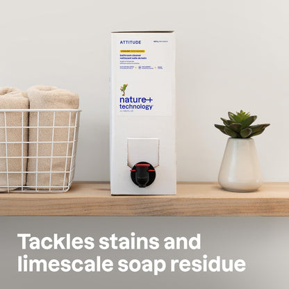 ATTITUDE Bathroom Cleaner Refill, EWG Verified, Plant-Based & Vegan, Safe for Bathroom Surfaces, Tiles, Tubs, Shower Walls, and Grout, Made in Canada, Citrus Zest Scent, 4 Liters 🍁 All In One Marketplace Canada