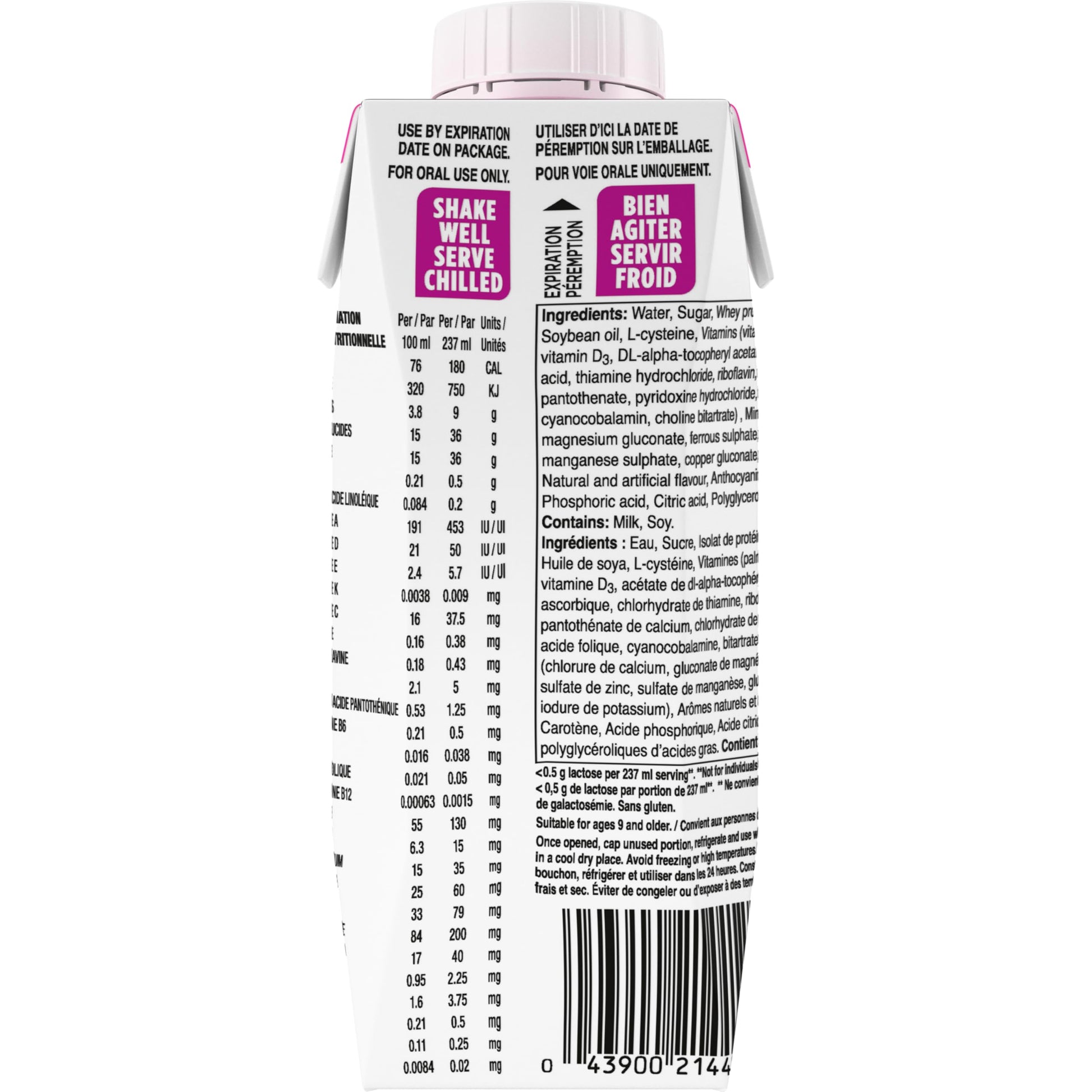 BOOST Peach Flavoured Complete Nutrition Drink, 24 Pack (237 mL Each)