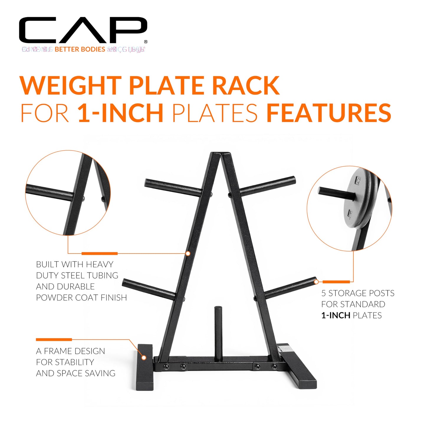 CAP Barbell 1-Inch Standard Weight Plate Rack | Black CAP