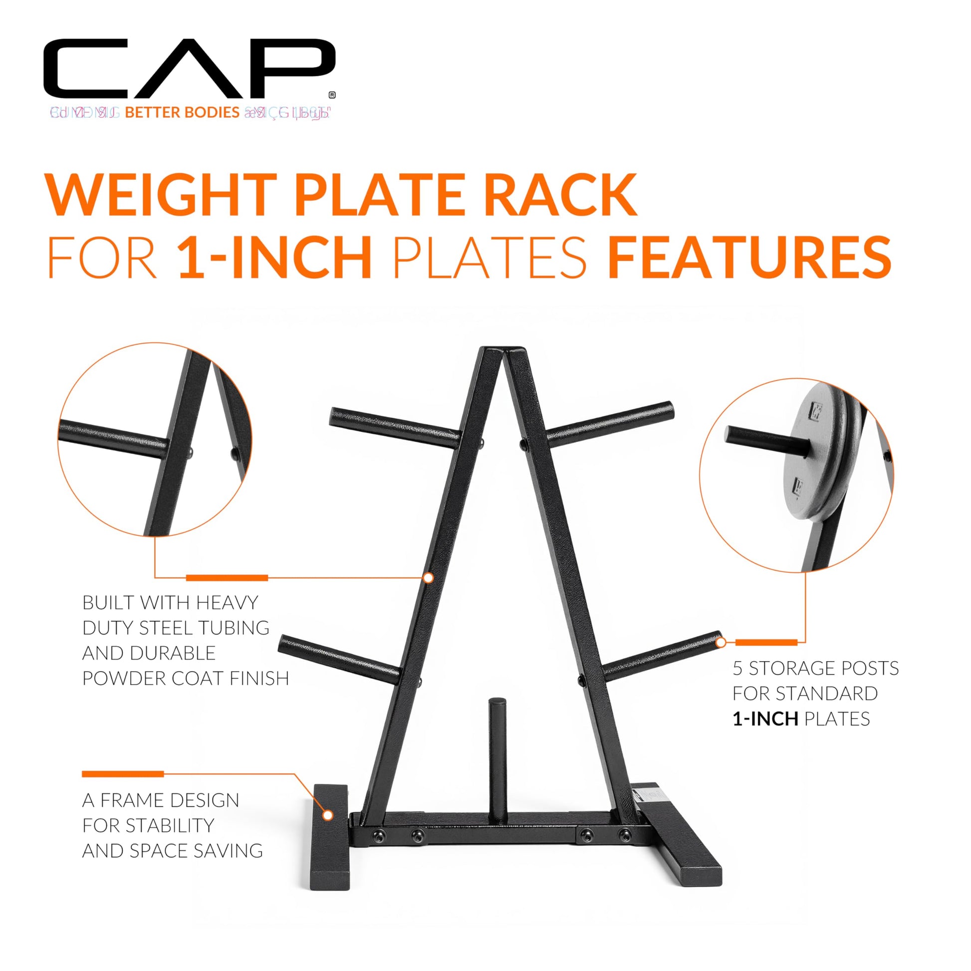 CAP Barbell 1-Inch Standard Weight Plate Rack | Black CAP