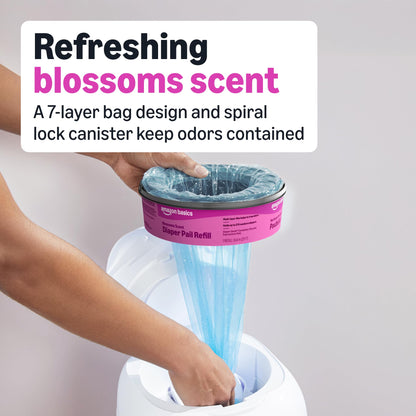 Amazon Basics Blossoms Scented Diaper Pail Refills for Diaper Genie Pails, 1080 Count (4 Packs of 270 Count) (Previously Mama Bear)