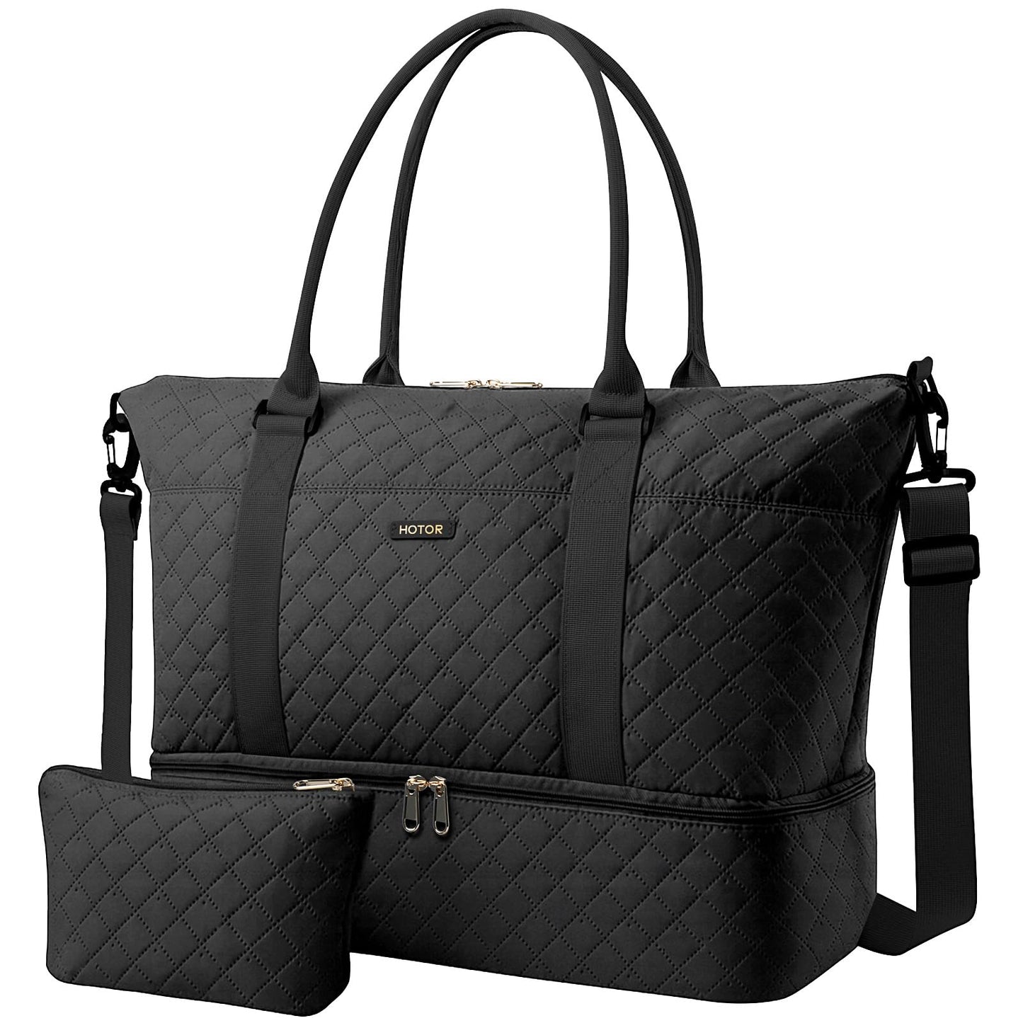 HOTOR Travel Duffel Bag - Large Weekender Bags for Women, Carry On Bag with Shoe Compartment, Overnight Bag with Toiletry Bag for Travel Essentials and Travel Accessories, Black, 34.0 x 45.0 x 20.0 cm - Available at All In One Marketplace Canada