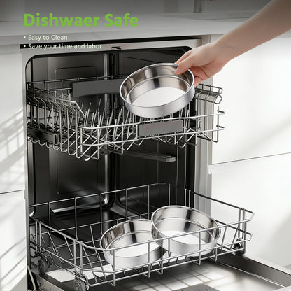 8 Inch Cake Pan Set of 3, E-far Stainless Steel Round Layer Cake Baking Pans, Non-Toxic & Healthy, Mirror Finish & Dishwasher Safe 🍁 All In One Marketplace Canada