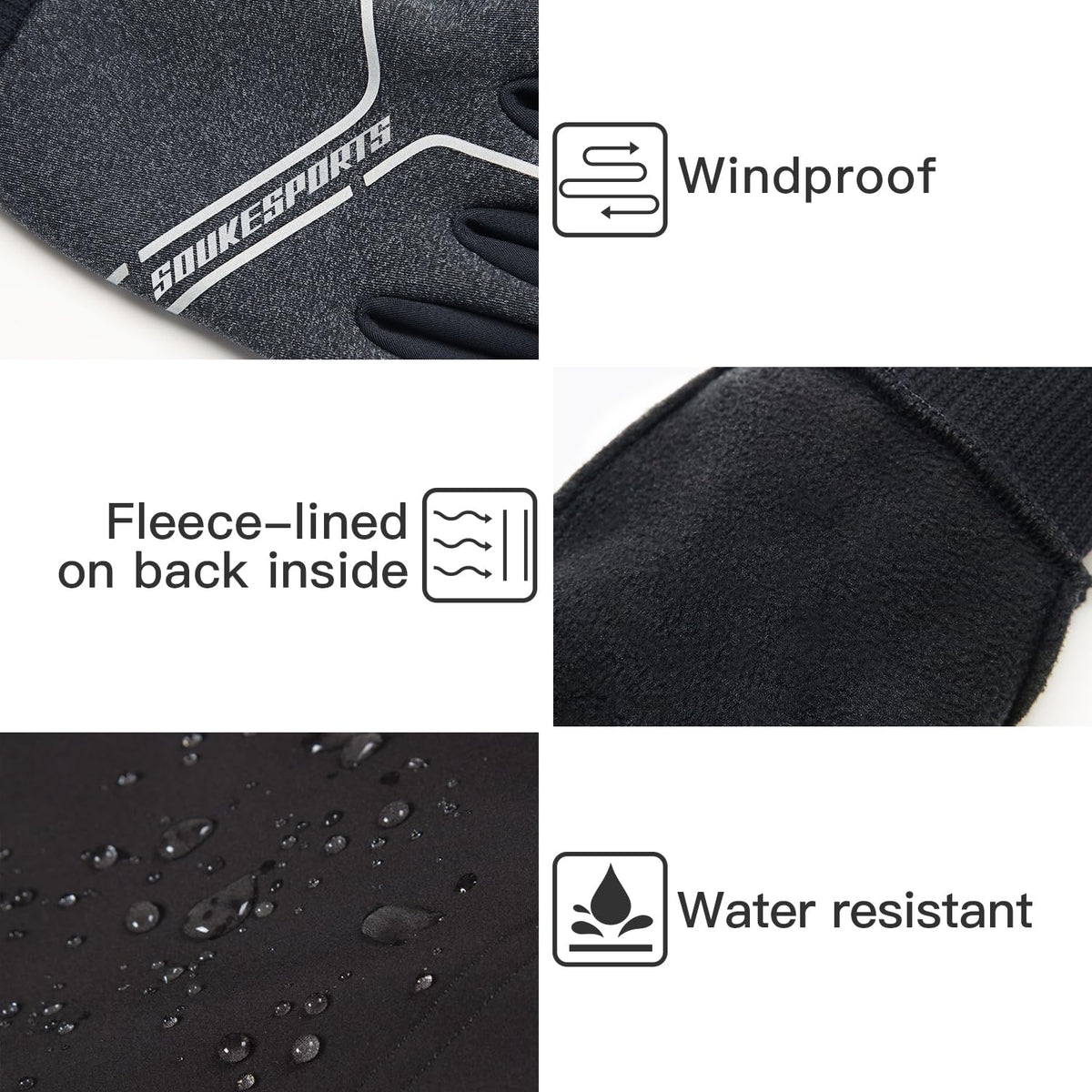 Souke Sports Winter Thin Cycling Gloves, Men Women Lightweight Thermal Padded Bike Gloves, Touchscreen Waterproof for Riding Running Hiking GE L 🍁 All In One Marketplace Canada