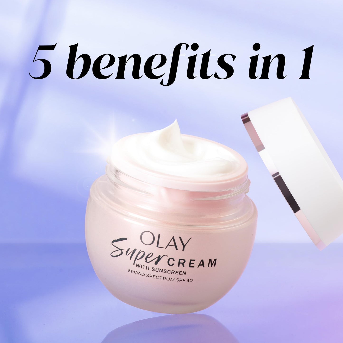 Olay Super Cream with Sunscreen SPF 30, Ultra Lightweight Face Moisturizer with Vitamin C, Hyaluronic Acid, Niacinamide, Vitamin E, and Collagen Peptide that hydrates, smooths, brightens, firms, and protects with SPF, 50 mL - Available at All In One Marketplace Canada