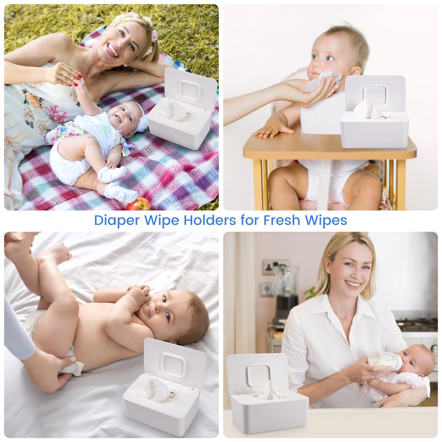 Lijroavy Baby Wipes Dispenser, Baby Wipe Holder for Fresh Wipes, Non-Slip Wipes Container, Refillable Baby Wipes Case with Sealing Design Lid (white)