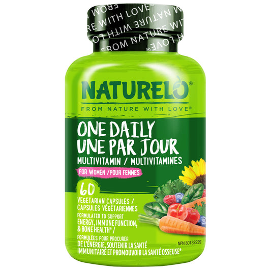 NATURELO One Daily Multivitamin for Women w/Vitamin B12, 60 Ct, Energy Support, Whole Food Daily Women Multivitamin Supplement, Nourish Hair/Skin/Nail, Non-GMO, No Soy, Gluten Free, 2 Month Supply - Available at All In One Marketplace Canada