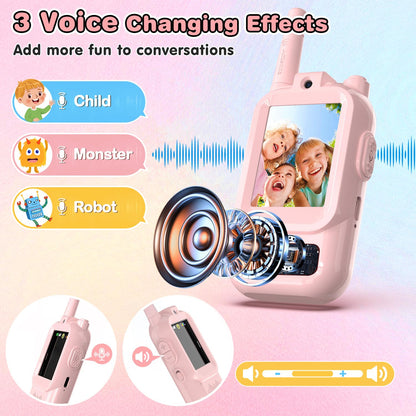 Video Walkie Talkies for Kids, 2 Pack Facetime Walkie Talkies with HD Camera & Voice Changer for Boys Girls for Family Games, Indoor, Outside, Hiking Christmas Birthday Toys Gift Ages 3-12 (Pink) 🍁 All In One Marketplace Canada