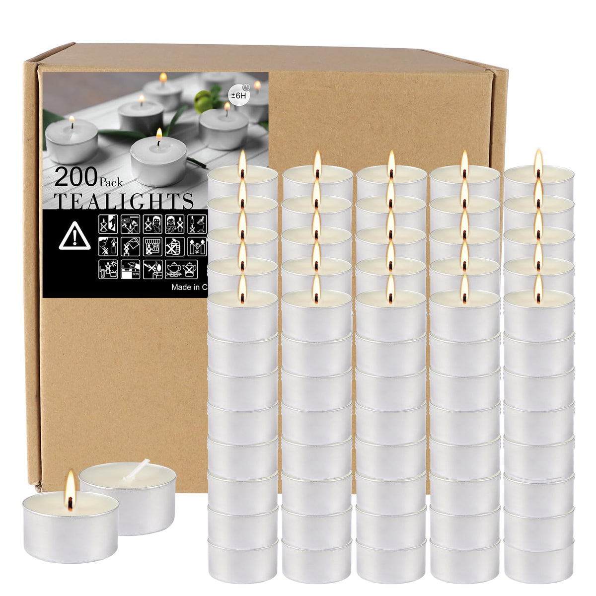 6 H Tealight Candles - Hour Long time Burning, White Votive Smokeless Tea Light Unscented Candles for Shabbat, Weddings, Christmas,Home Decorative -200 Pack… 🍁 All In One Marketplace Canada