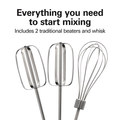 Hamilton Beach 6-Speed Electric Hand Mixer for Baking, 250W, QuickBurst, Snap-On Storage Case, Traditional Beaters & Whisk, White (62682G) - Available at All In One Marketplace Canada