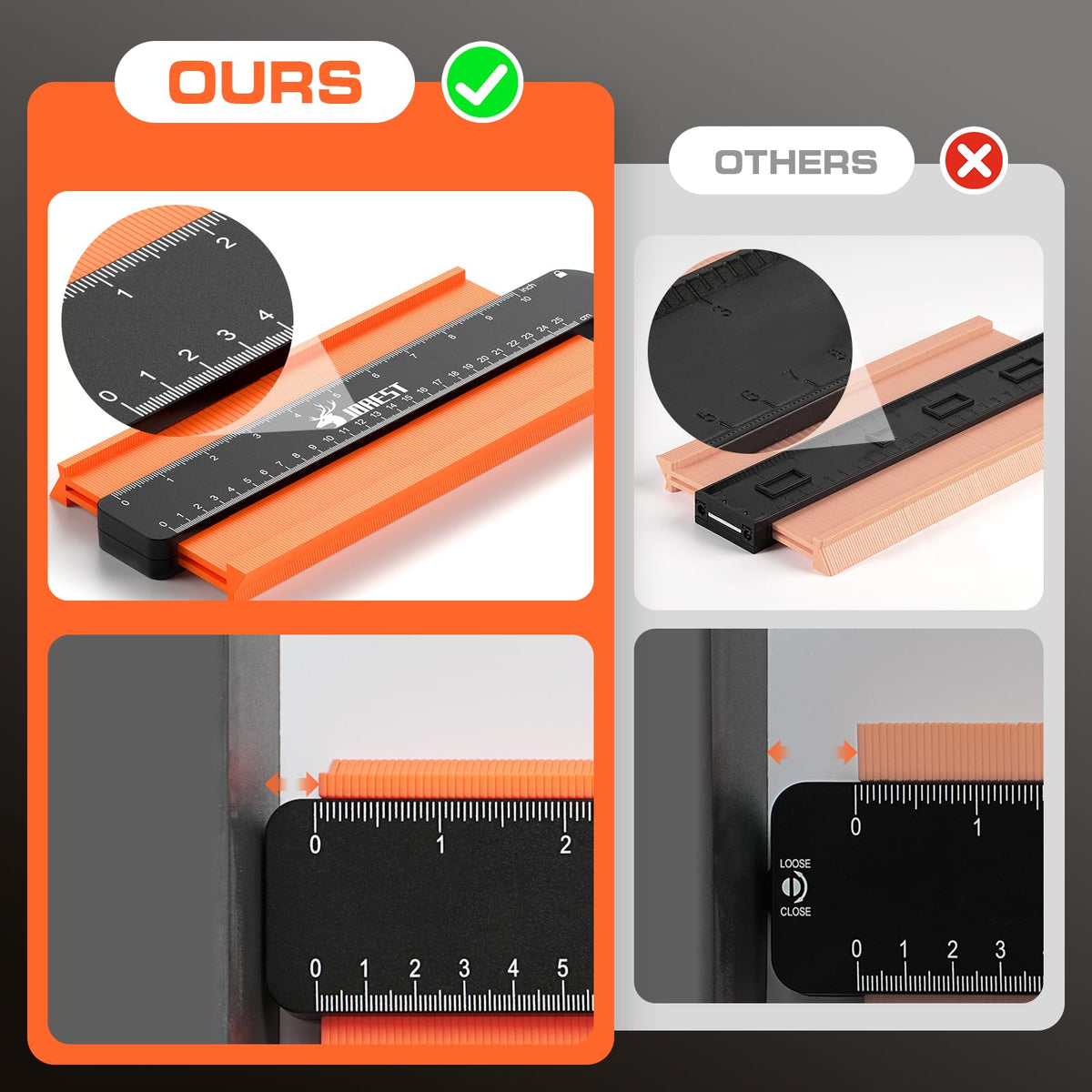 JOREST Profile Gauge Christmas Gifts Ideas (10 Inch), Stocking Stuffers for Men Dad Husband Him, Super Contour Duplicator with Lock, Shape Outline Tool for Woodworking, Tile Flooring, Angle Measuring 🍁 All In One Marketplace Canada