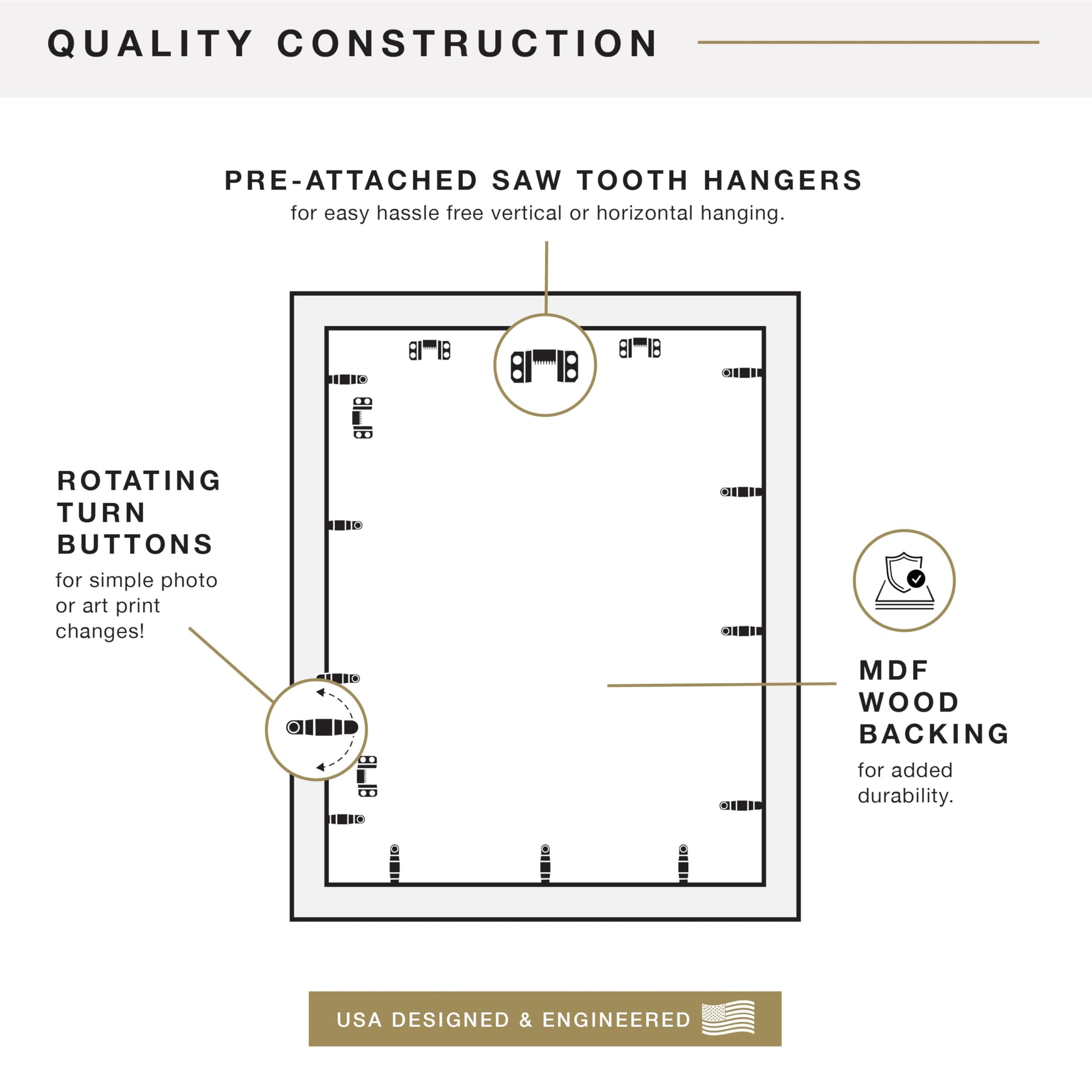MCS Everline Collection 16x24 Poster Frame Black, Vertical & Horizontal Wall Hanging Large Picture Frame for Photos, Posters & Art Prints (1-Pack) MCS