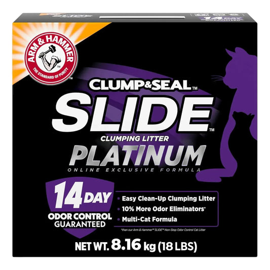 Arm & Hammer Platinum Clumping Cat Litter, 2x Longer Odour Control, Multi-Cat Clay, Ultimate 14-Day Freshness, Extra Oduor Eliminators, Effortless Clean, Dust-Free, Heavy-Duty Clumping, 8.16kg