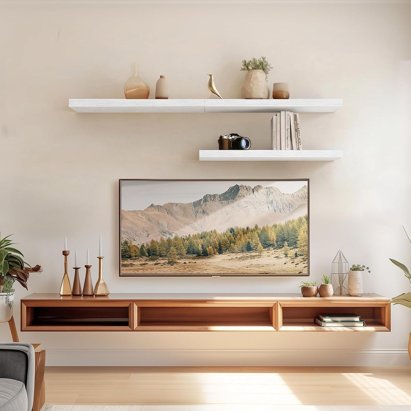 Amada 24 inch L Floating Shelves with Invisible Brackets, Set of 2, White AMADA HOMEFURNISHING