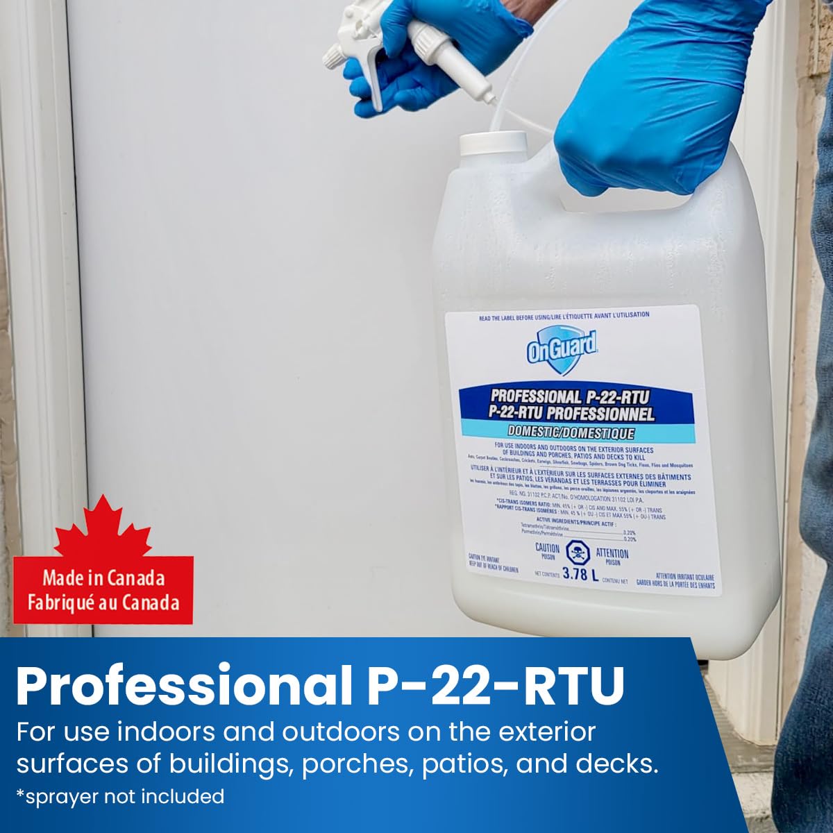 OnGuard Professional P-22-RTU Residual Spray Insect Killer, 3.78L Jug, for Ants, Carpet Beetles, Cockroaches, Crickets, Earwigs, Silverfish, Sowbugs, Spiders, Ticks, Fleas, Flies and Mosquitoes