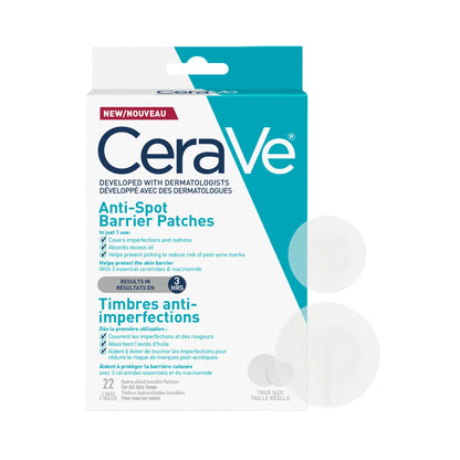 CeraVe Spot Barrier Patches, Hydrocolloid Acne Spot Patch with Niacinamide & 3 Essential Ceramides, Invisible on All Skin Tones, for Acne-Prone & Sensitive Skin, 22 count - Available at All In One Marketplace Canada